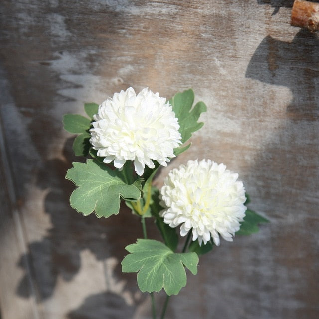 2 Heads/Branch Artificial Flowers Chrysanthemum Flower Ball Bud Fake Flower Branch Home Decor For Wedding Home Vases Decoration