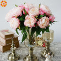 1 Bouquet 3 Heads European Style DIY Artificial Flowers Silk Peony Fake Leaf  For Home Garden Vase Wedding Party Decoration