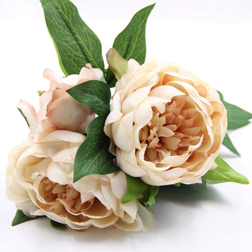1 Bouquet 3 Heads European Style DIY Artificial Flowers Silk Peony Fake Leaf  For Home Garden Vase Wedding Party Decoration