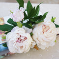 1 Bouquet 3 Heads European Style DIY Artificial Flowers Silk Peony Fake Leaf  For Home Garden Vase Wedding Party Decoration