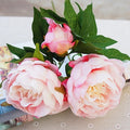1 Bouquet 3 Heads European Style DIY Artificial Flowers Silk Peony Fake Leaf  For Home Garden Vase Wedding Party Decoration