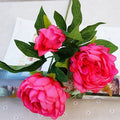 1 Bouquet 3 Heads European Style DIY Artificial Flowers Silk Peony Fake Leaf  For Home Garden Vase Wedding Party Decoration