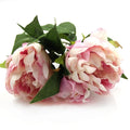 1 Bouquet 3 Heads European Style DIY Artificial Flowers Silk Peony Fake Leaf  For Home Garden Vase Wedding Party Decoration