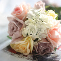 1 Bouquet Rose with Hydrangea Artificial Flowers European Silk Rose Flower Bouquet For DIY Home Vase Decoration Wedding Flowers