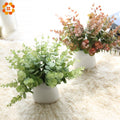 1Branch DIY Artificial Grass Leaves Plastic Green Plants Fake Eucalyptus Leaf For Home Vases Decoration Wedding Party Decoration