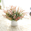 1Branch DIY Artificial Grass Leaves Plastic Green Plants Fake Eucalyptus Leaf For Home Vases Decoration Wedding Party Decoration