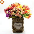15Heads/Bouquet DIY Artificial Silk Small Bud Roses Bract Simulation Branch Flowers For Home Wedding Party Vases Decorations