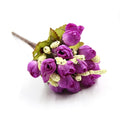 15Heads/Bouquet DIY Artificial Silk Small Bud Roses Bract Simulation Branch Flowers For Home Wedding Party Vases Decorations
