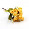 15Heads/Bouquet DIY Artificial Silk Small Bud Roses Bract Simulation Branch Flowers For Home Wedding Party Vases Decorations