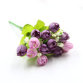 15Heads/Bouquet DIY Artificial Silk Small Bud Roses Bract Simulation Branch Flowers For Home Wedding Party Vases Decorations
