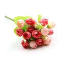 15Heads/Bouquet DIY Artificial Silk Small Bud Roses Bract Simulation Branch Flowers For Home Wedding Party Vases Decorations