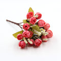 15Heads/Bouquet DIY Artificial Silk Small Bud Roses Bract Simulation Branch Flowers For Home Wedding Party Vases Decorations