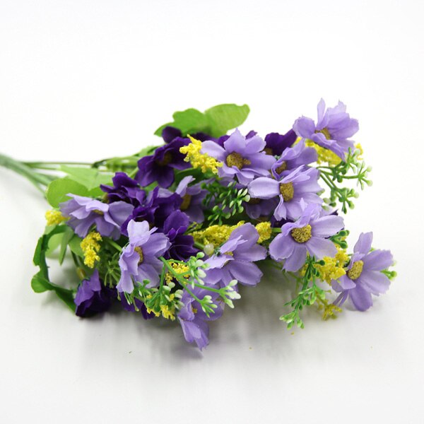 1 Bouquet 7 Branch 28 Heads Colorful DIY Silk Daisy Artificial Flowers Wedding Flower Bouquet Home Room Table Vase Decorations