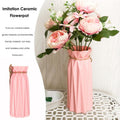 Origami Plastic Vase Flowerpot Flower Basket White Ceramic Imitation Artificial Flower Home Decorative Arrangement Container